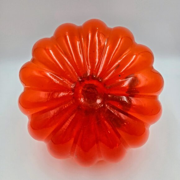 Hand Blown Art Glass Pumpkin Orange Gold Flecks Stem Halloween Fall Decoration - Picture 10 of 10